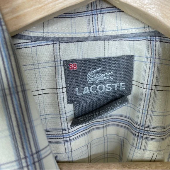 Lacoste plaid 2 pack shirt bundle - sz 38 (small, neck 14.5) - Picture 4 of 13